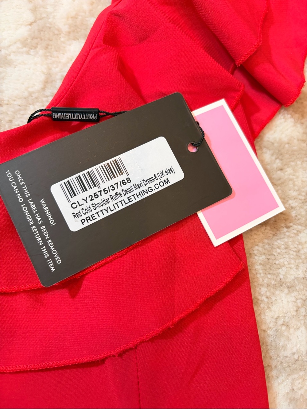 PrettyLittleThing Red Ruffle Maxi Dress - Picture 7 of 10